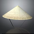 Natural Bamboo Woven Conical Hat With Adjustable Strap For Daily Use 3d model
