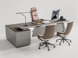 modern office desk and chair 3d model