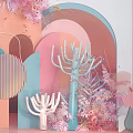 Pastel Pink Wedding Salon Decorations With Floral Arrangements Balloons And Arches