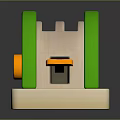 Green Two Slice Toaster With Orange Knob And Cream Base Electronic Appliance