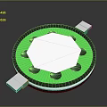 Green Circular Weapon With Octagonal White Center Black Dots And Side Panels 3d model