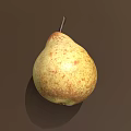 Ripe Yellow Pear With Brown Spots And Stem On Brown Background 3d model