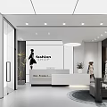 Modern Fashion Store Interior With Mannequins Reception Desk And Display Lighting