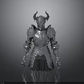 Silver Medieval Battle Armor With Horned Helmet And Spiked Metal Design