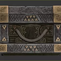 Decorative Storage Box With Sun Motif Dark Textured Surface And Brass Corners