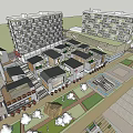 Modern Commercial Street with Starbucks Costa Coffee Modern Buildings Outdoor Seating and Trees