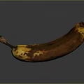 Overripe Banana with Brown Spots and Curved Shape Natural Healthy Food
