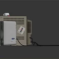 Vintage TV with White Speakers and Retro Screen Displaying Text Graphic