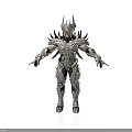 Fantasy Mythical Creature Armored Warrior Featuring Spiked Exoskeleton And Horned Head Standing Pose