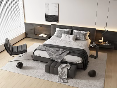 Modern Minotti Double Bed Double Bed 3d model