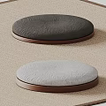 Modern Round Stools with Upholstered Black and Gray Seats and Wooden Bases