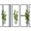 Modern Glass Partition Designs With Textured Patterns And Indoor Greenery 3d model