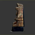 Ancient Style Stone Sculpture Carving With Intricate Facial Details And Decorative Base