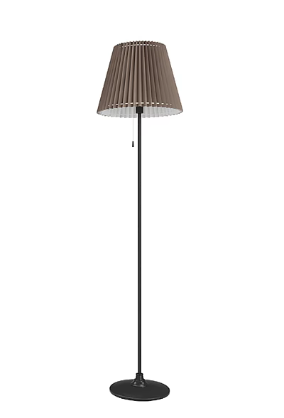 Modern Floor Lamp With Black Metal Stand And Round Grid Pattern Lampshade 3d model