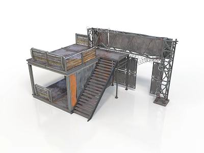 Industrial Scene Structure With Metal Frame Staircase And Platform Components 3d model