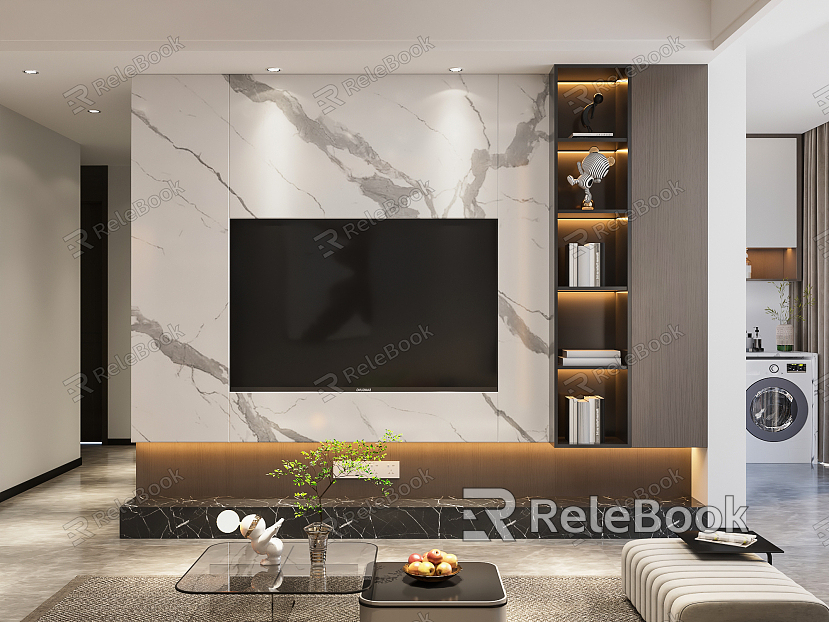 Modern TV Background Wall Simple Guest Restaurant TV Background Wall TV Cabinet model