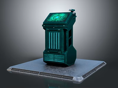 Green Electronic Appliance With Illuminated Panel Grille Design And Platform Base Structure 3d model