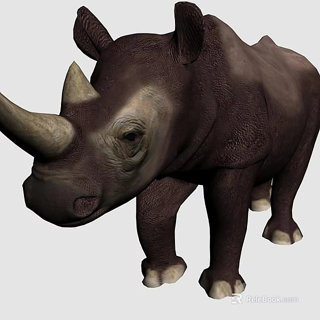 Realistic Rhinoceros 3D Model With Detailed Skin Texture And Large Horn 3d model 