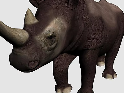 Realistic Rhinoceros 3D Model With Detailed Skin Texture And Large Horn 3d model