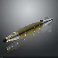 Tactical Guided Missile With Yellow White Body Aerodynamic Structure And Tail Fins