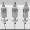 Three Silver Metal Automotive Parts With Cylindrical Design And Top Connectors