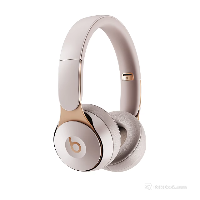 White And Gold Over Ear Headphones With Stylish Modern Design And Comfortable Ear Cushions 3d model 