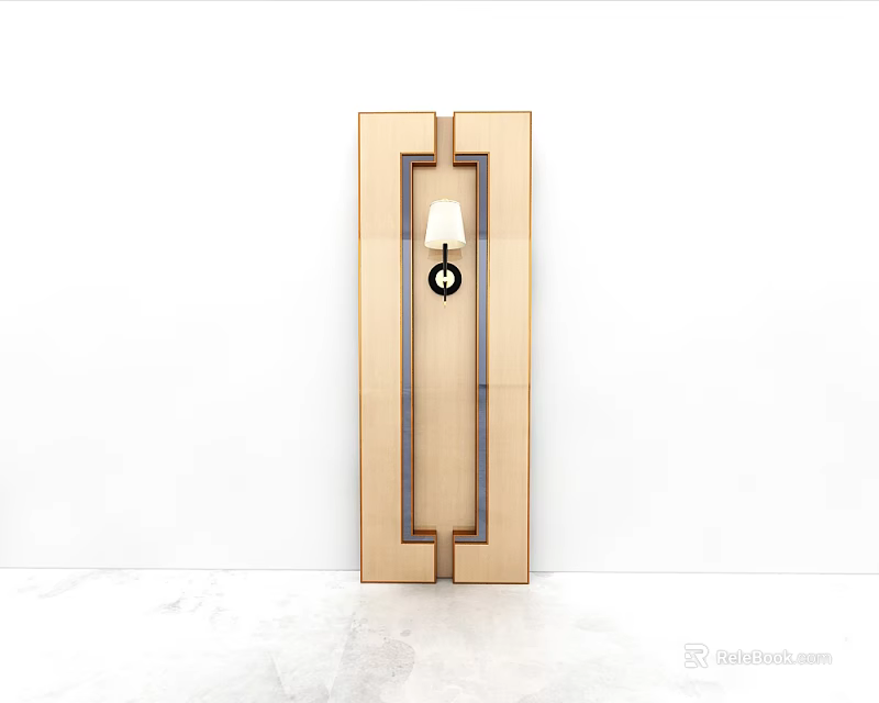 Modern Minimalist Wall Lamp With Wooden Frame And White Shade Design 3d model 