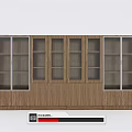 Modern Wooden Bookcase With Glass Door Panels And Multiple Storage Compartments