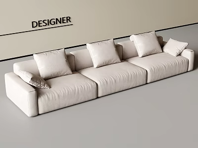 Light Beige Sectional Sofa With Plush Cushions In Modern Designer Style 3d model