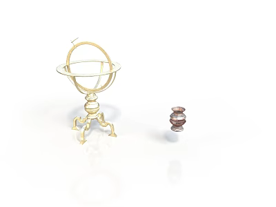 Other Decorative Objects Featuring Gold Armillary Sphere And Brown Stacked Ornament 3d model