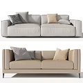 Modern Leather Two-seater Sofa In Light Gray And Beige With Decorative Pillows