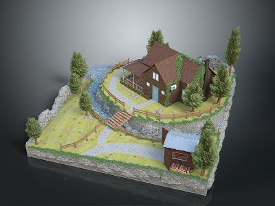 Cartoon Landscape Animation Landscape Rural Landscape Painting Outdoor Landscape Rural Landscape 3d model