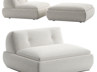 Minotti Fabric Single Sofa Footstool 3d model