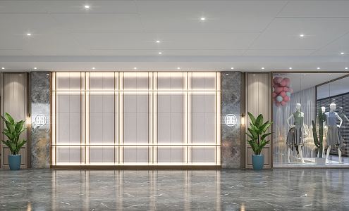 Modern Hall Lobby 3d model