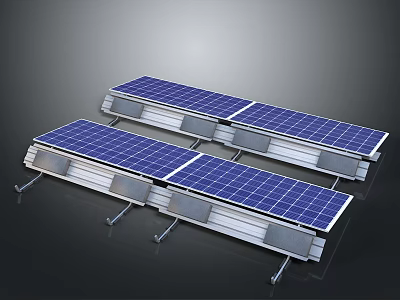 Solar Panel Installation Equipment With Metal Mounting Brackets And Frame Structures 3d model