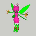 Cartoon Fairy Character with Pink Body Green Wings and Yellow Hands Feet