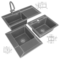 Black Modern Kitchen Sink With Different Single Bowl Designs For Home Use 3d model