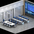 Console Office Table and Chair Combination Computer Workbench Luminous Console Command Technology Steel Middle Control Table Staff Table Station Conference Table Paperless Baking Paint Long Table Combination 3d model