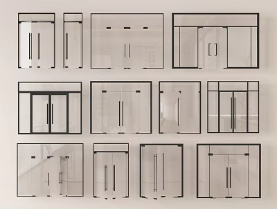 Detailed Collection Of Swing Door Designs With Various Structural And Styling Features 3d model
