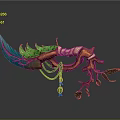 Natural Themed Weapon with Green Leaf Blade Wooden Handle Vines and Roots Decorative Design