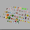 Colorful Various Fresh Food Including Fruits Vegetables Boxes And Cans
