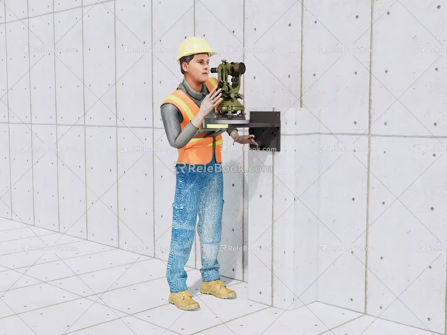 Theodolite person for engineering surveying instruments 3d model