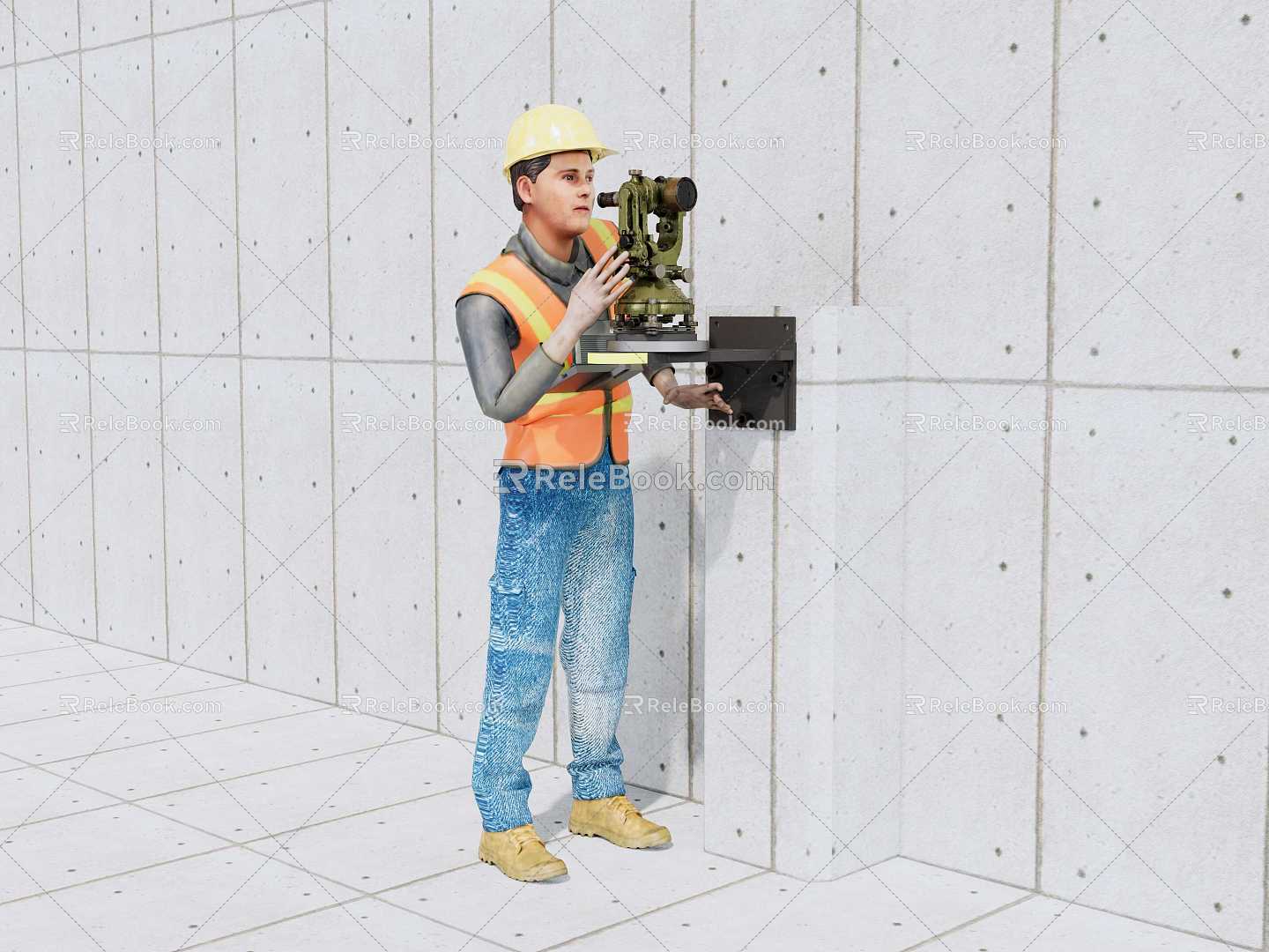 Theodolite person for engineering surveying instruments model