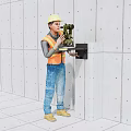 Theodolite person for engineering surveying instruments 3d model
