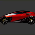Futuristic Red Concept Car With Sleek Design Black Roof And Large Wheels