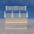 Elegant White Stone Railings With Ornate Balusters And Classical Pillars Against Blue Sky
