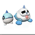 Playful Blue White Cartoon Characters With Pointed Tops And Large Eyes