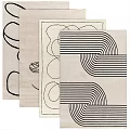 Square Rugs with Geometric Line Patterns Modern Minimalist Design Neutral Tones Home Decor