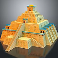 Pyramid Shaped Residential Building With Multi Level Structure Yellow Exterior And Blue Accents