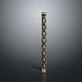 Green And Gold Decorative Vertical Column With Intricate Ornamental Surface Patterns 3d model